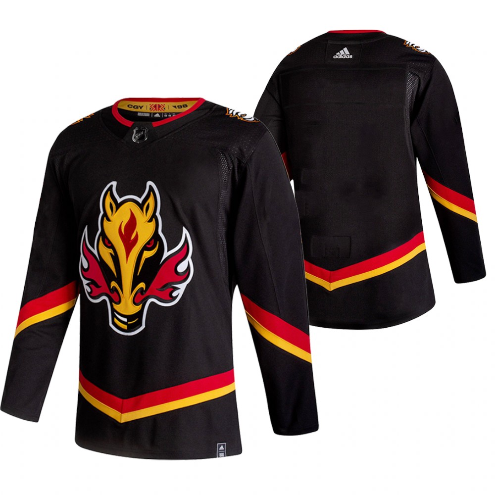 2021 Adidias Calgary Flames Blank Black Men Reverse Retro Alternate NHL Jersey